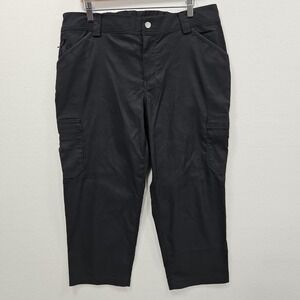 Duluth Trading Cargo Dry‎ On The Fly Carpri Pants Womens 14 Black Nylon Stretch